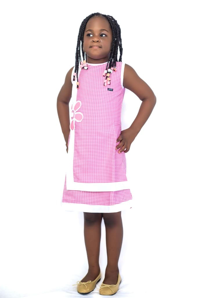Robe rose fille col rond