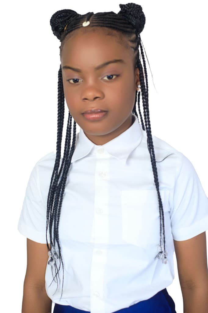 Robe bleue fille poches blanches